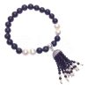 Women E L A London | Sterling Silver Black/Pearl Candy Stretch Tassel Bracelet