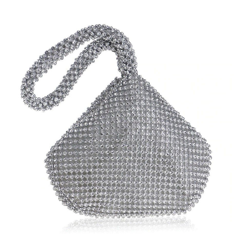 Women E L A London Bags | Crystal Silver Mini Evening Bag