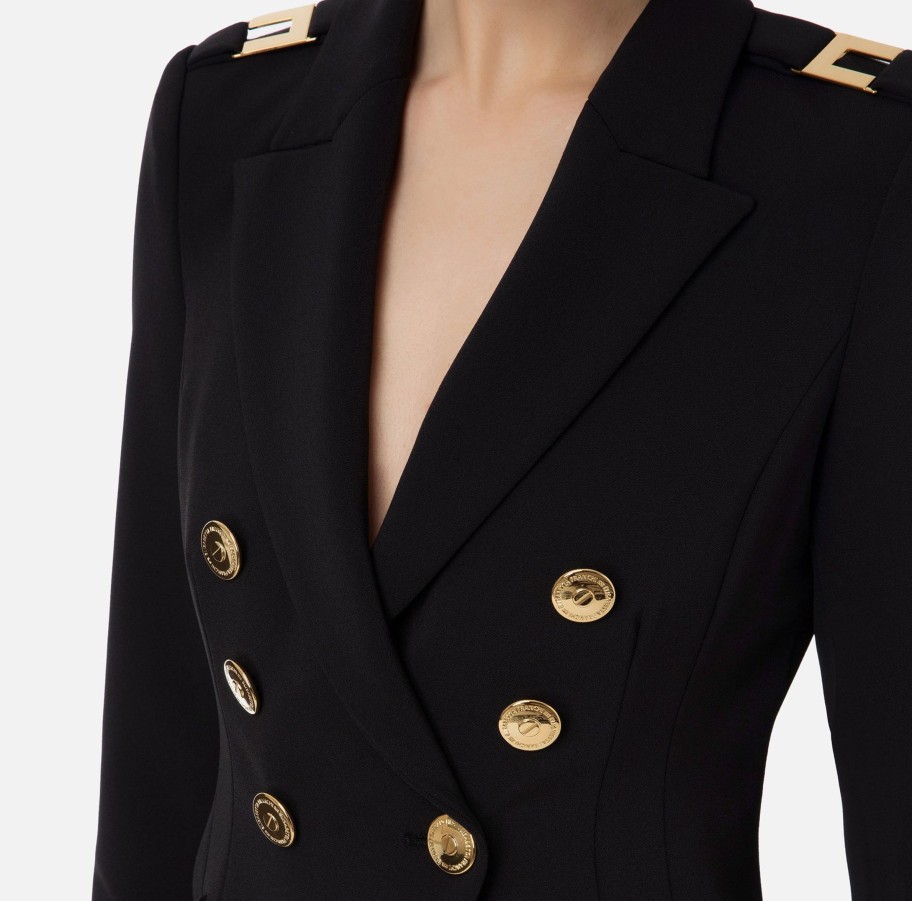 Women Elisabetta Franchi Jackets | Double-Breasted Crepe Jacket