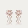 Women E L A London | New Star Rose Pearl Ball Earrings (Larger Size)