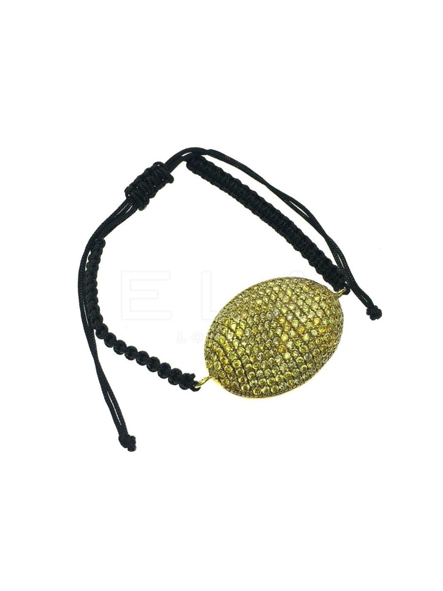 Women E L A London | Yellow Pave Gemstone Macrame Bracelet