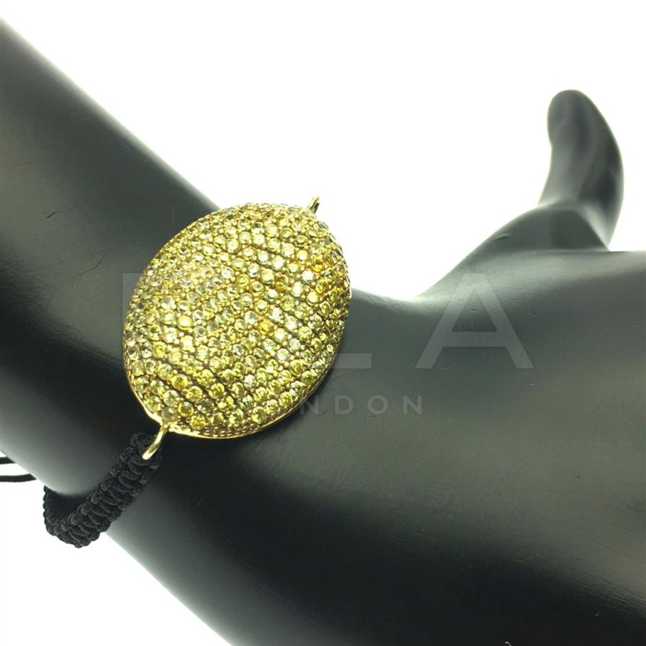 Women E L A London | Yellow Pave Gemstone Macrame Bracelet