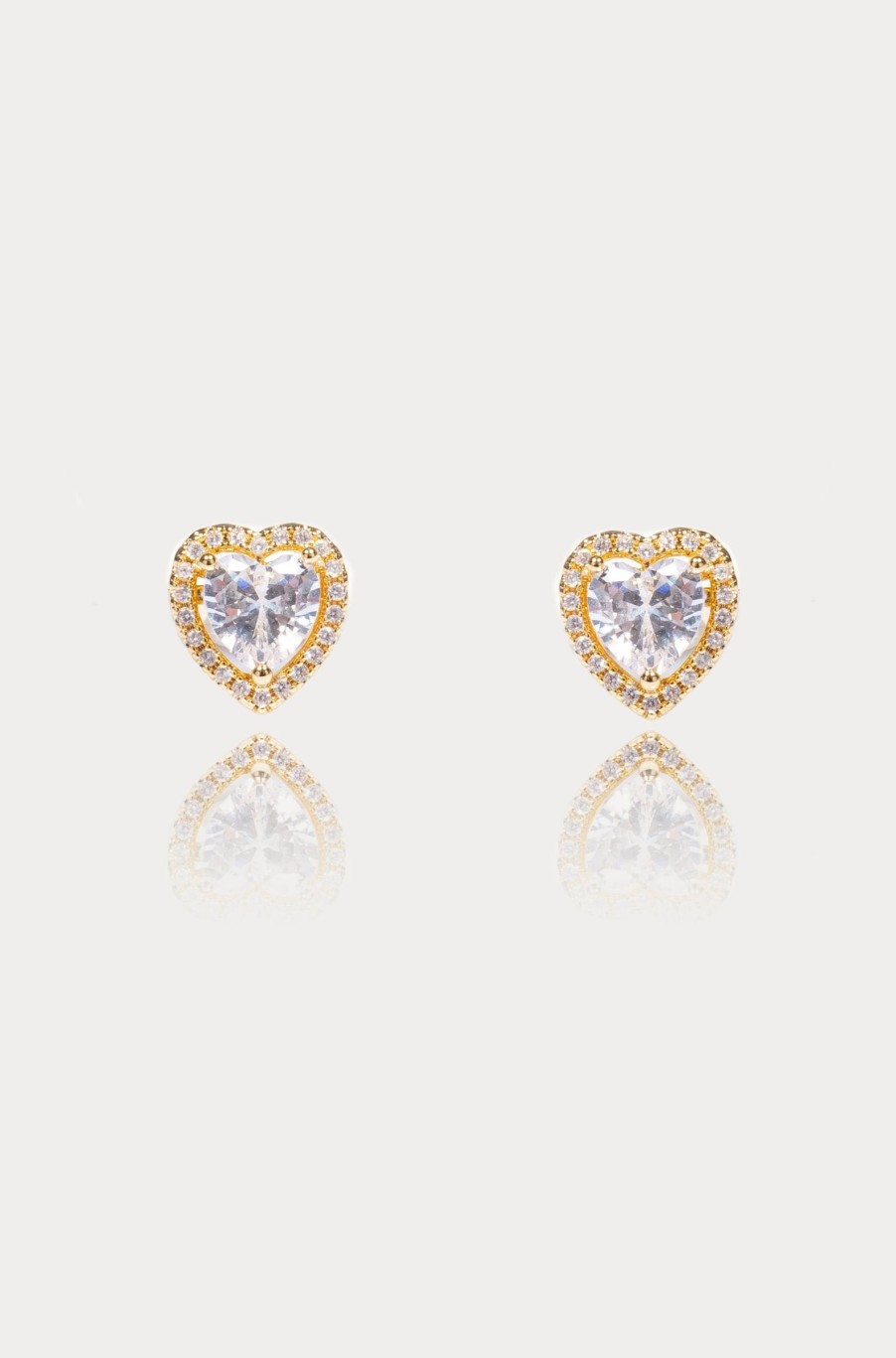 Women E L A London | Heart Stud Earrings In Gold