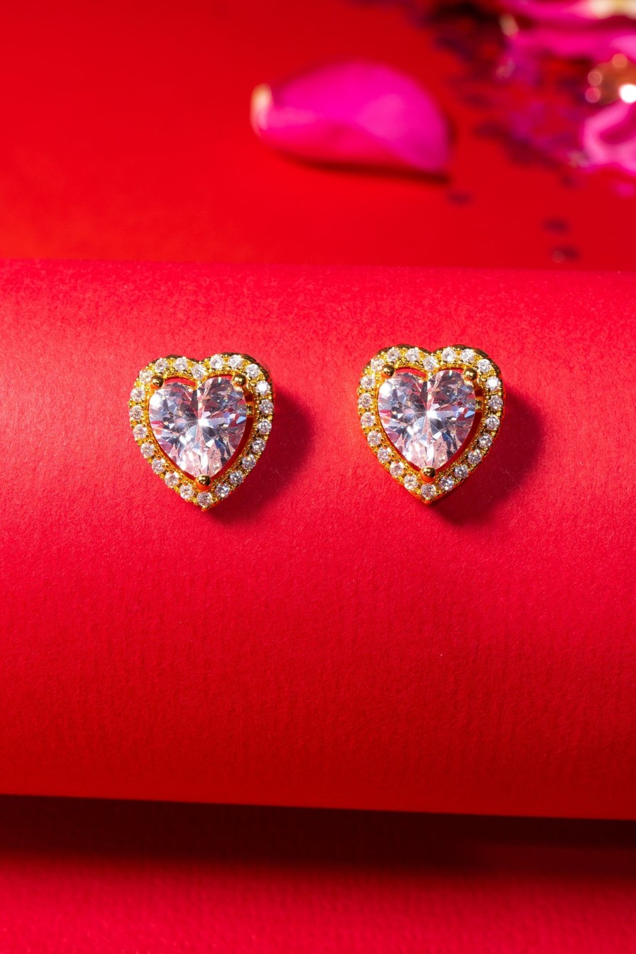 Women E L A London | Heart Stud Earrings In Gold