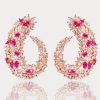 Women E L A London | Red And Pink Half Circle Earrings