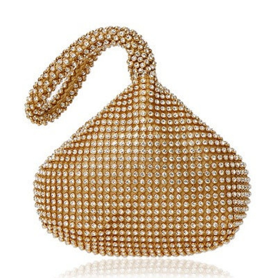 Women E L A London Bags | Crystal Gold Mini Evening Bag