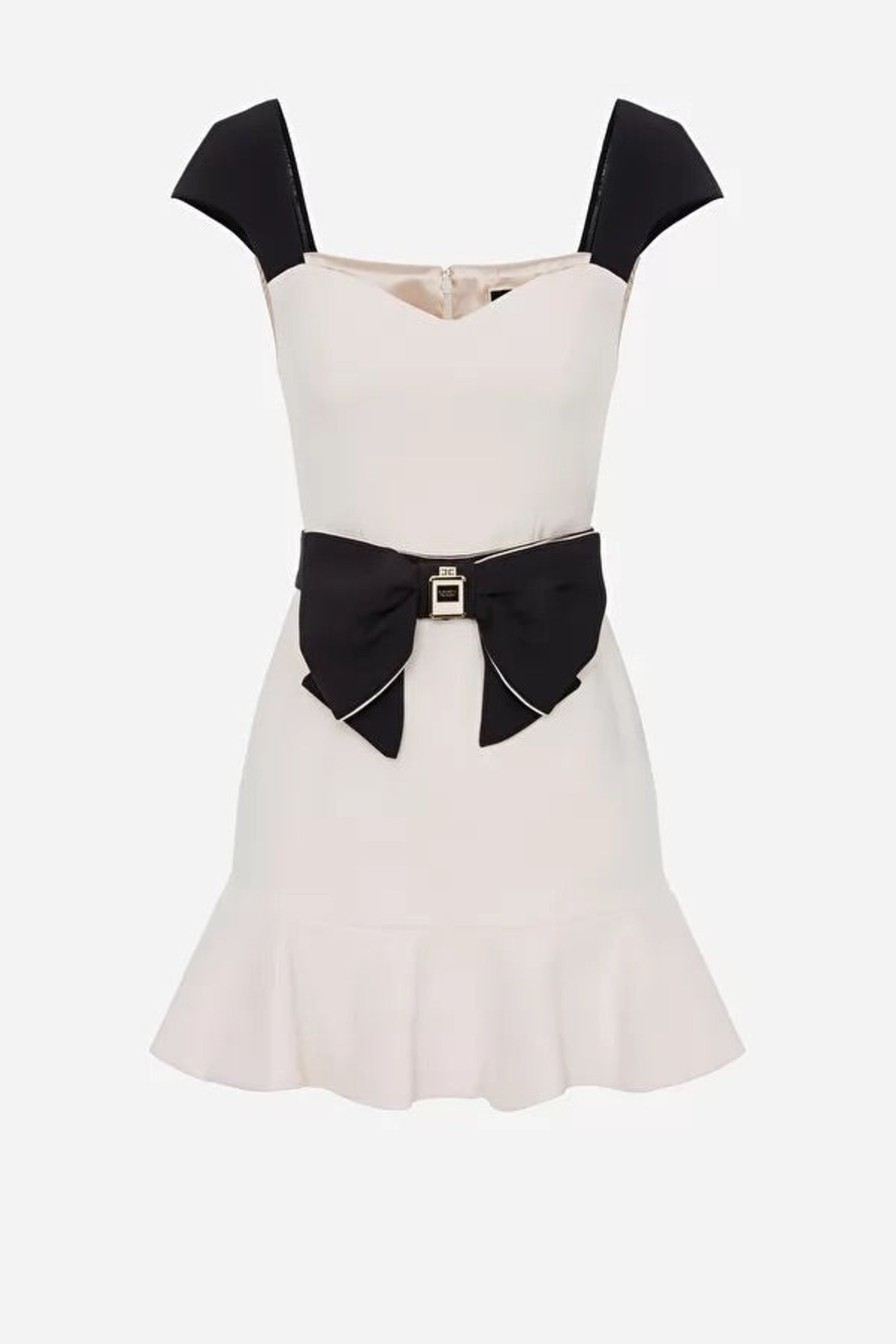 Women Elisabetta Franchi Dresses | Mini Dress With Large Bow And Charm Detail