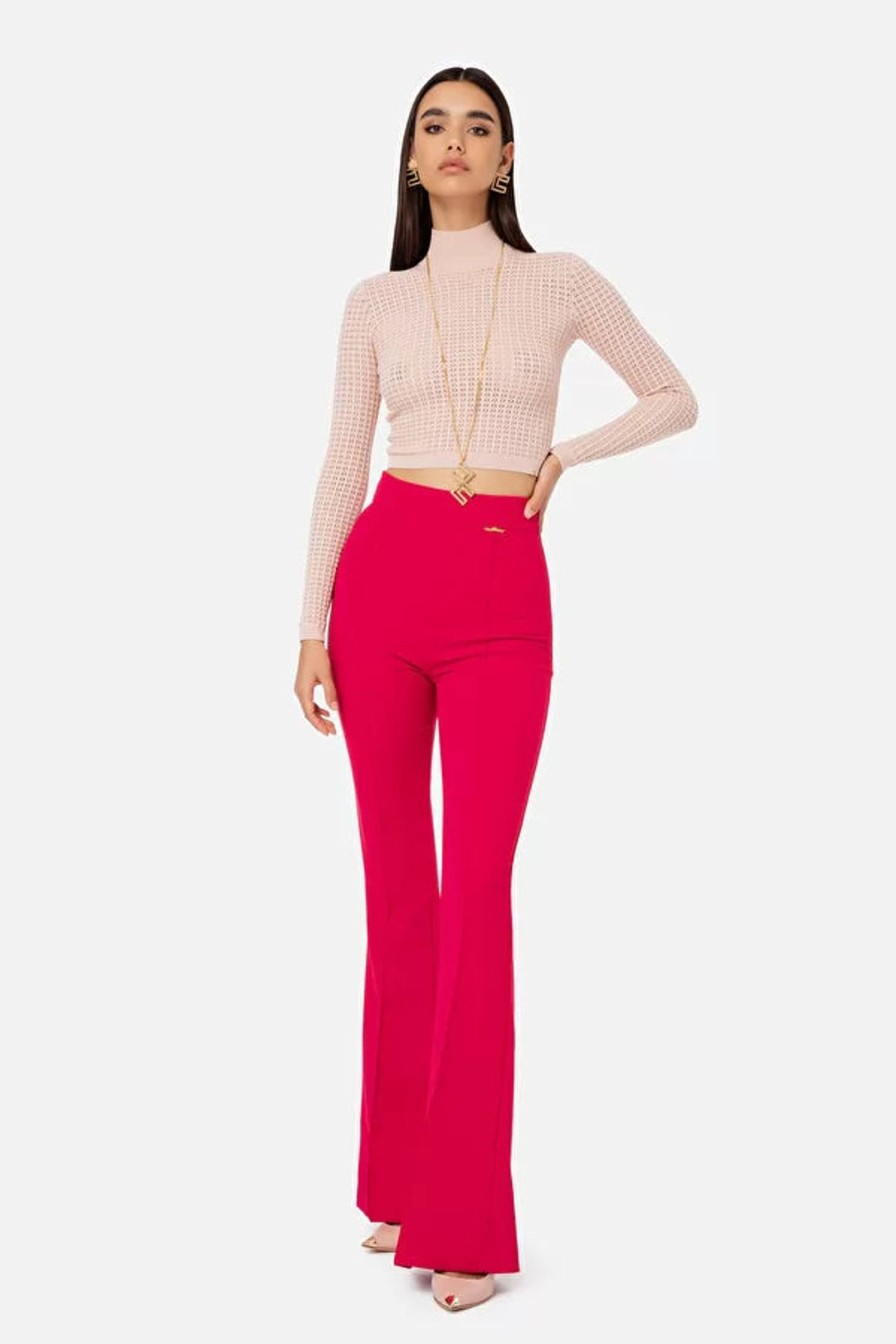 Women Elisabetta Franchi Pants | Slim Fit Trousers In Double Layer Stretch Crepe