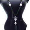 Women E L A London | Handmade Multi Gemstone Tassel Necklace With Pearls - Green