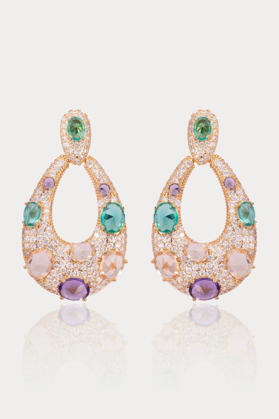 Women E L A London | Oval Multi Pastel Earrings