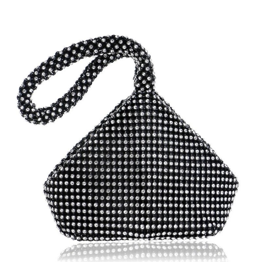 Women E L A London Bags | Crystal Black Mini Evening Bag