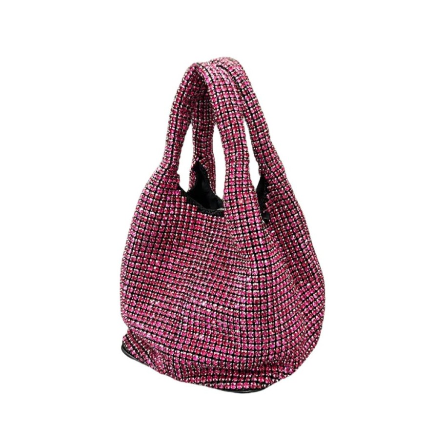 Women E L A London Bags | Twinkle Fuchsia Crystal Bucket Bag