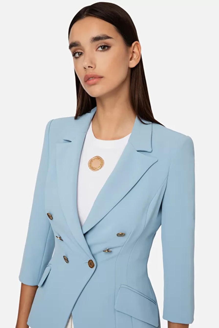 Women Elisabetta Franchi Jackets | Double-Breasted Jacket In Double Layer Crepe