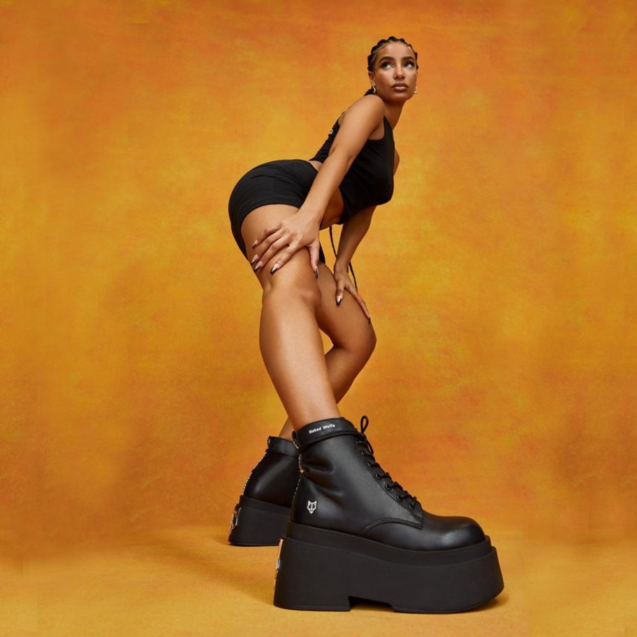 Women Naked Wolfe Boots | Saturn Black Leather Boot