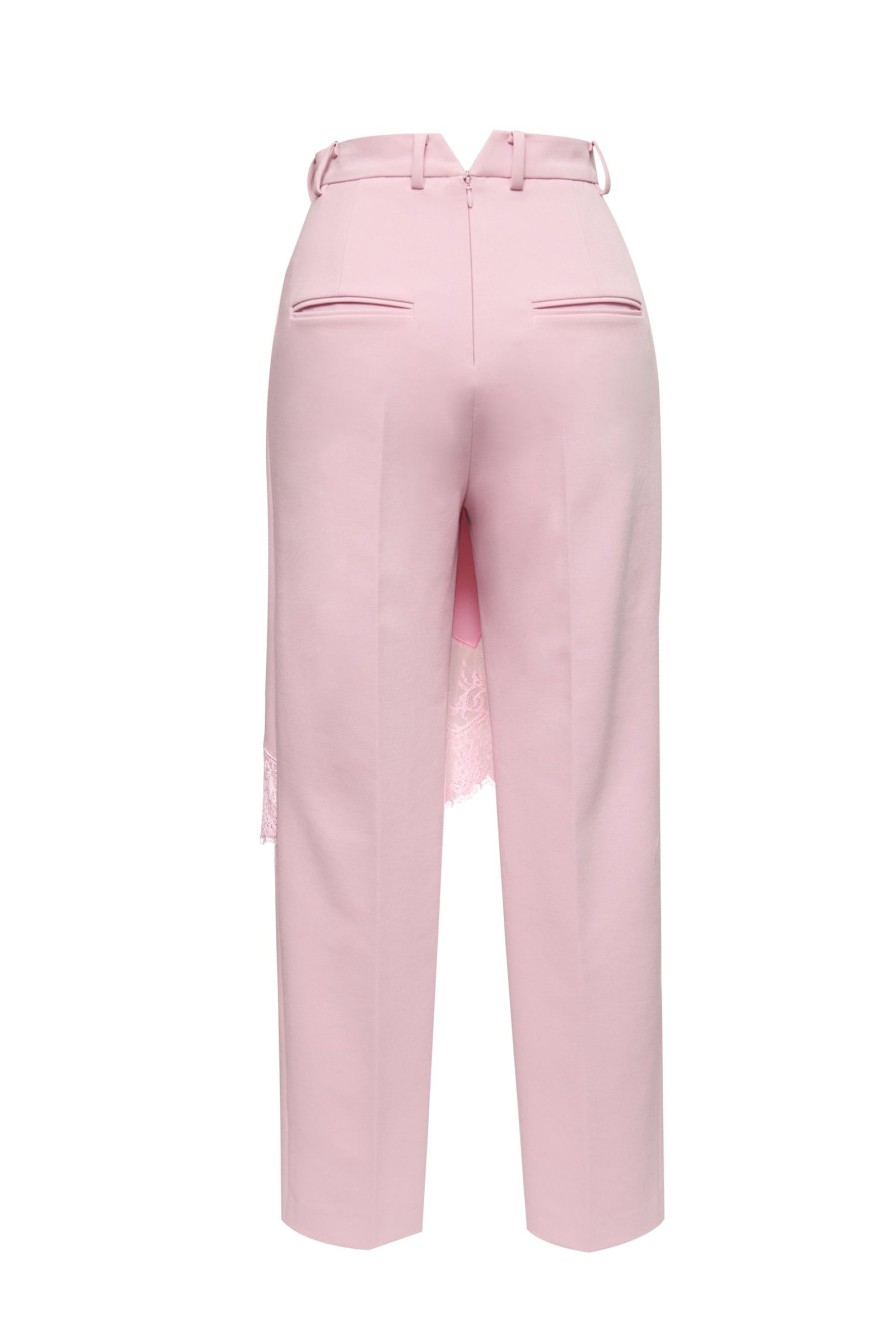 Women Push Button Pants | Pink Lace Skirt Pants