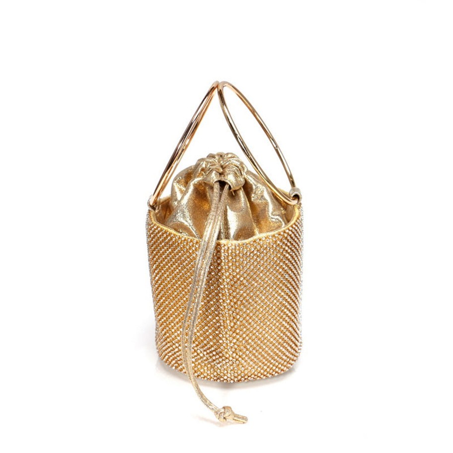 Women E L A London Bags | Crystal Gold Basket Bag