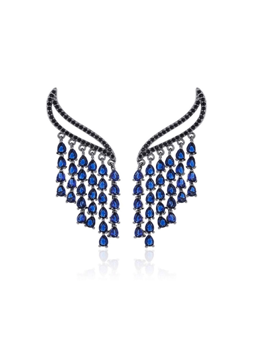 Women Ozar | Angel Tassel Blue Earrings