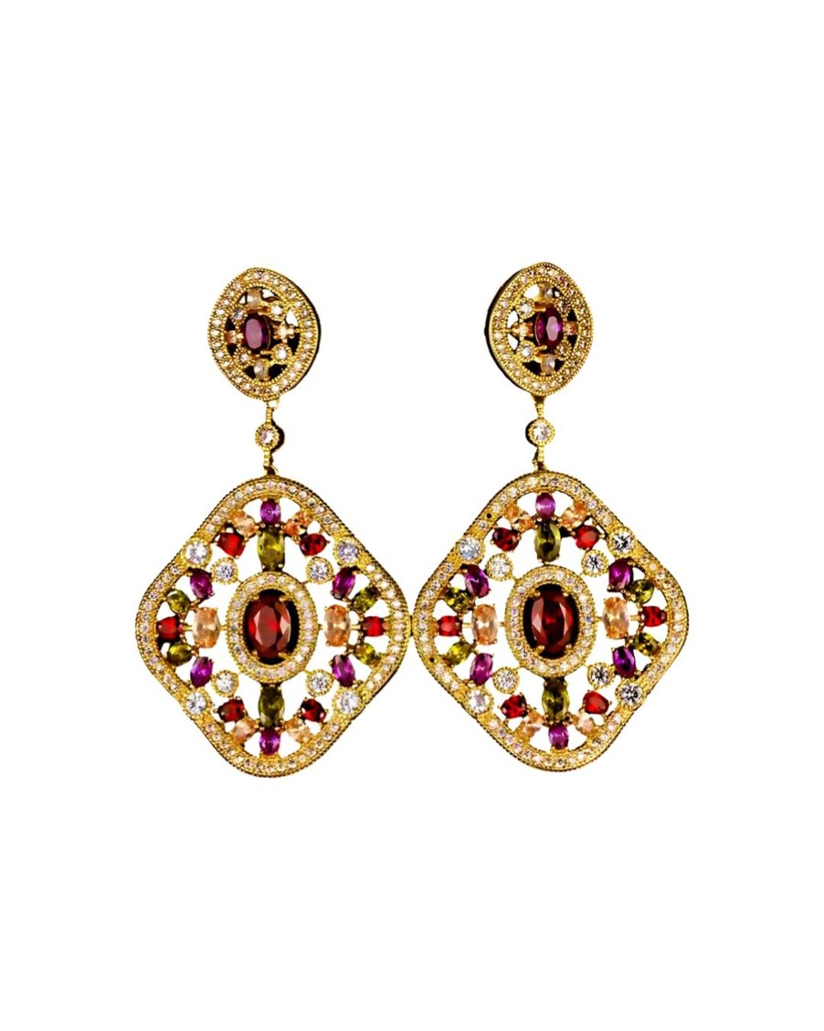 Women E L A London | Lavish Multi Colour Drop Earrings