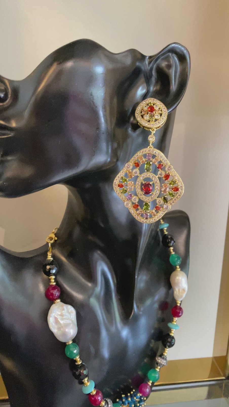 Women E L A London | Lavish Multi Colour Drop Earrings