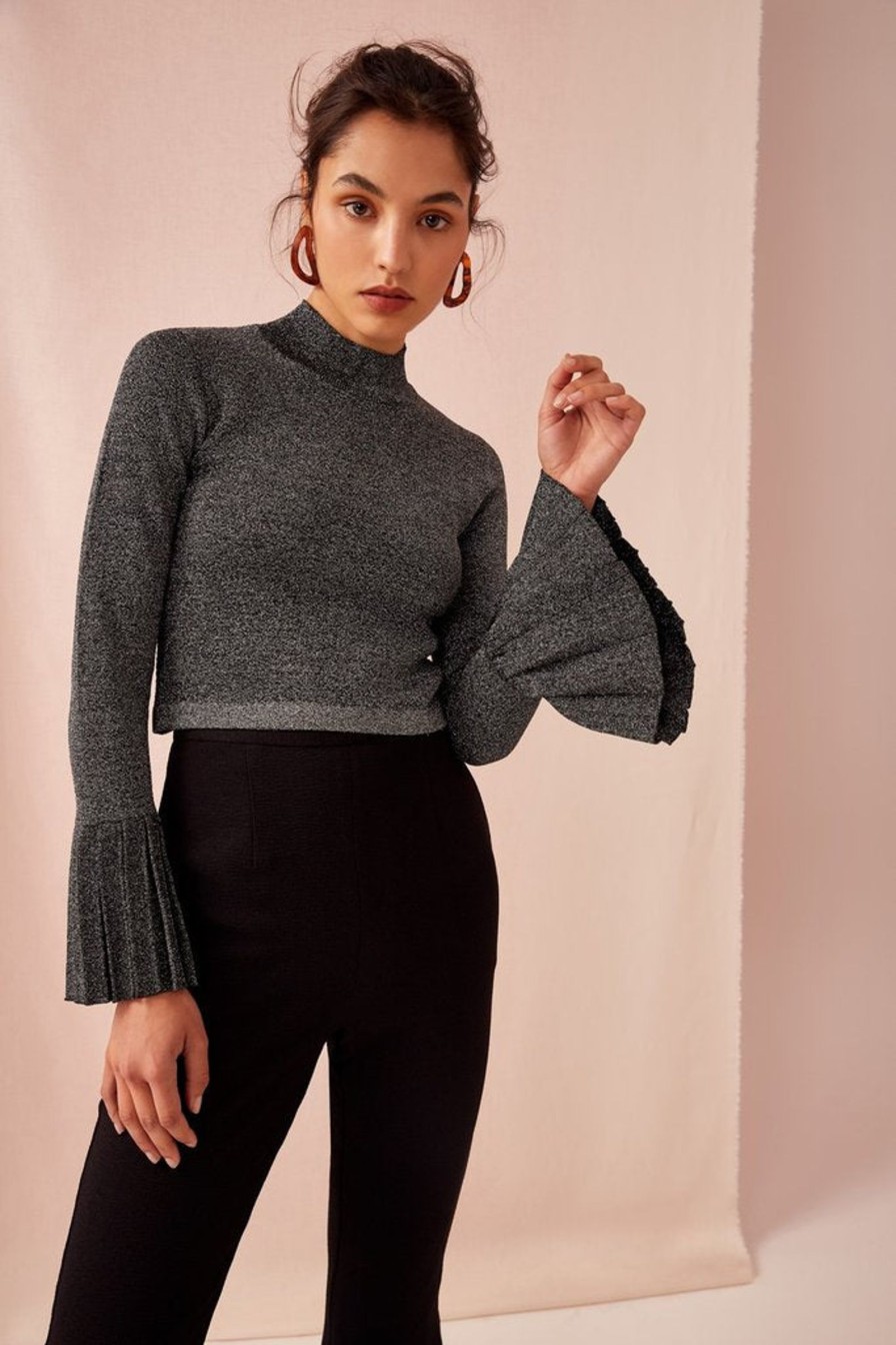 Women Keepsake Knitwear | Move Over Knit Silver Lurex Top