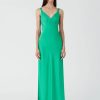 Women Misha Collection Dresses | Agustina Satin Maxi Dress In Green