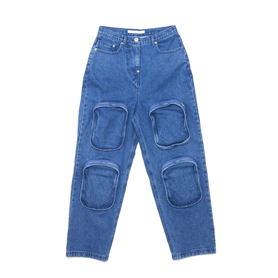 Women Push Button Pants | Multi Pocket Denim Jean