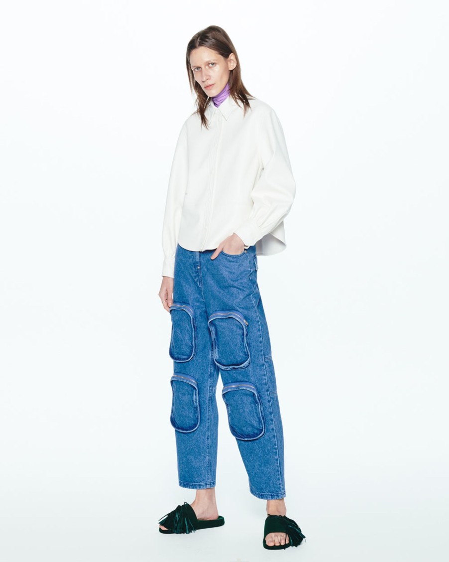 Women Push Button Pants | Multi Pocket Denim Jean