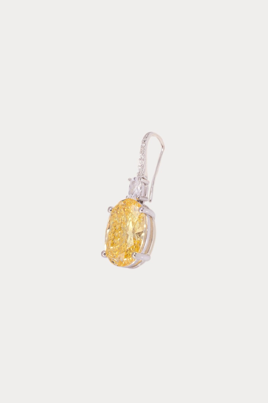 Women E L A London | Yellow Oval Drop Earrings