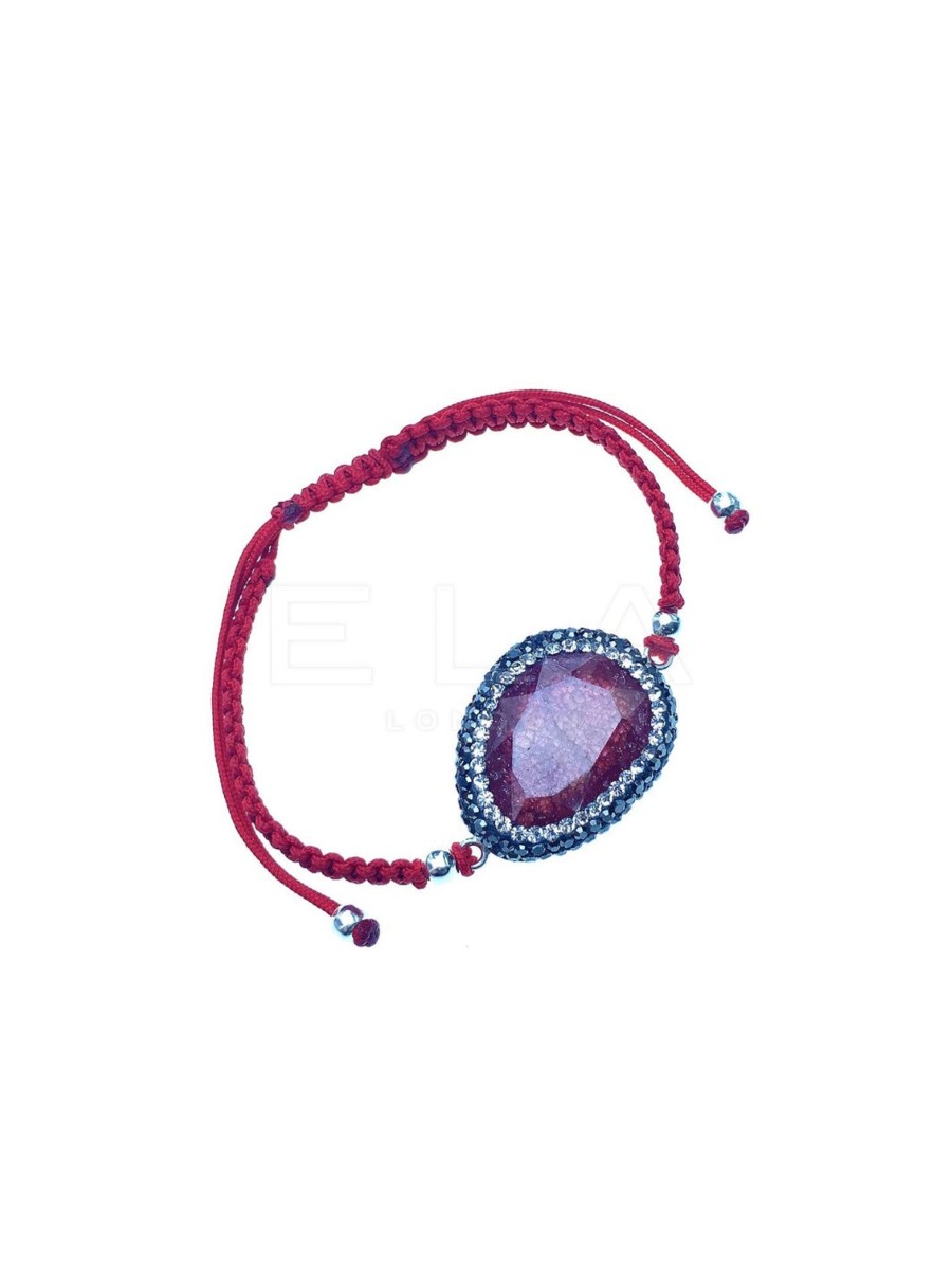 Women E L A London | Gemstone Macrame String Bracelet In Purple| New