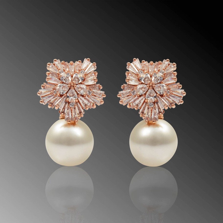 Women E L A London | Star Pearl Rose Earrings