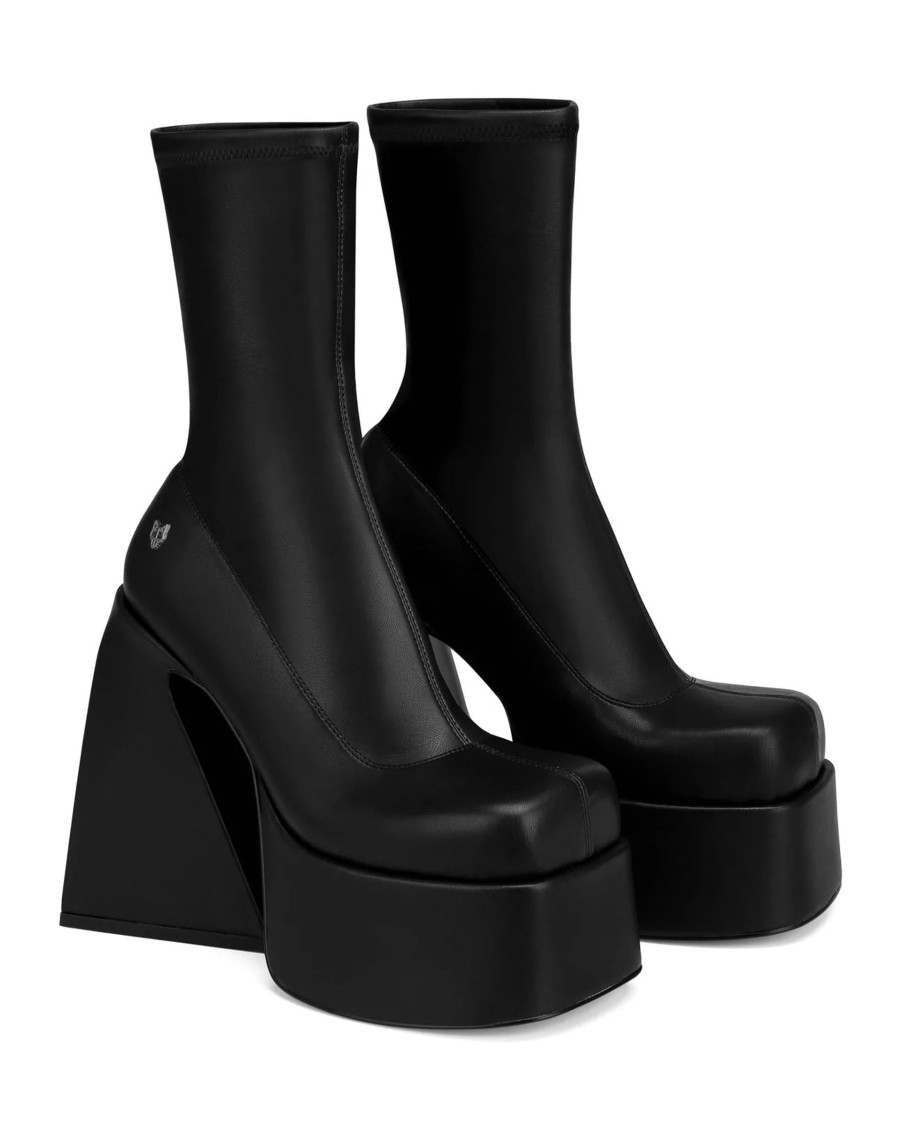 Women Naked Wolfe Boots | Jade Black Stretch Boot