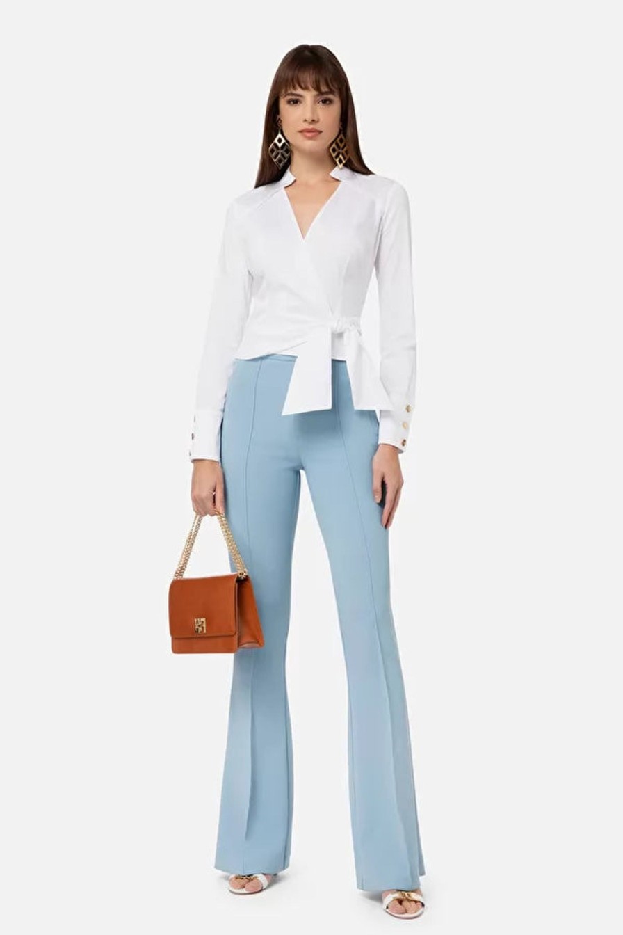 Women Elisabetta Franchi Pants | Trousers In Double Layer Stretch Crepe