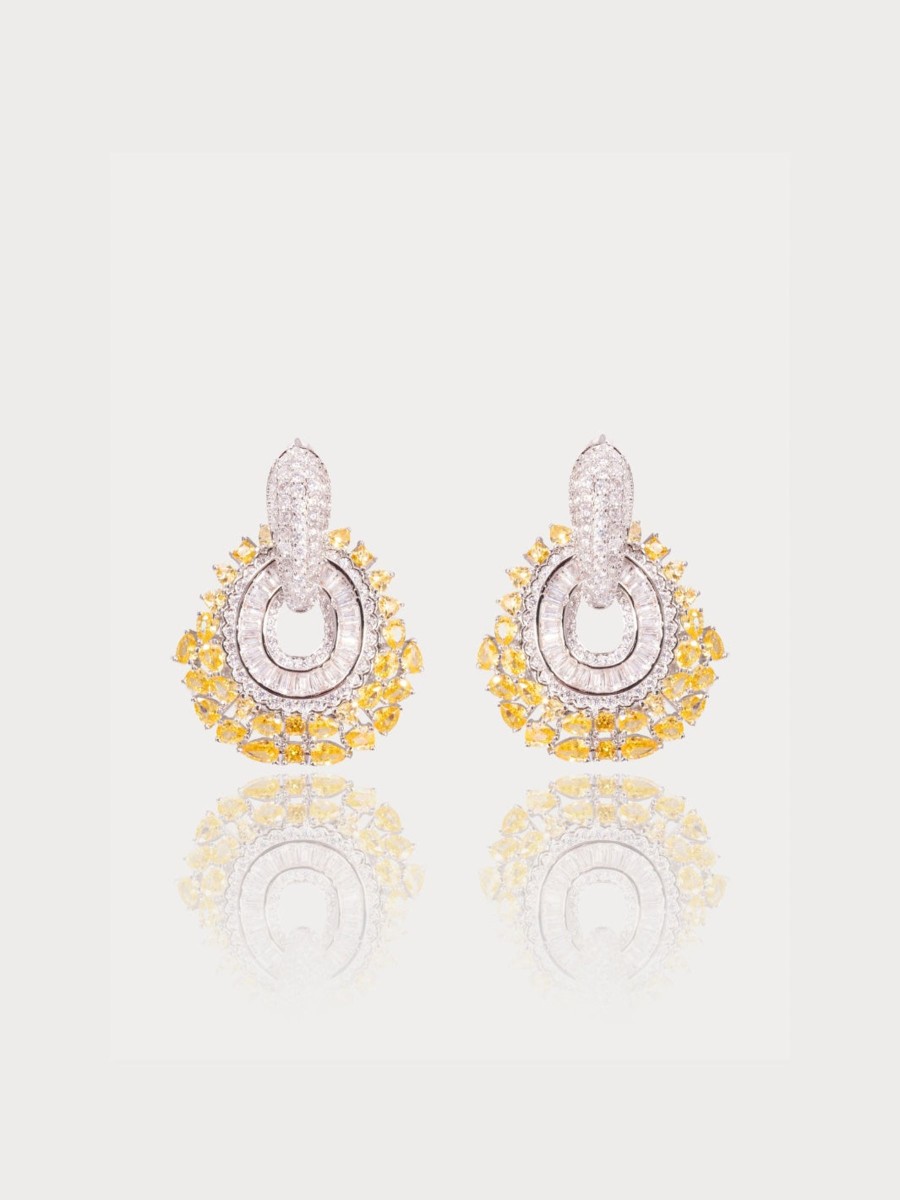 Women E L A London | Yellow Rosalia Two Tone Hoop Earrings