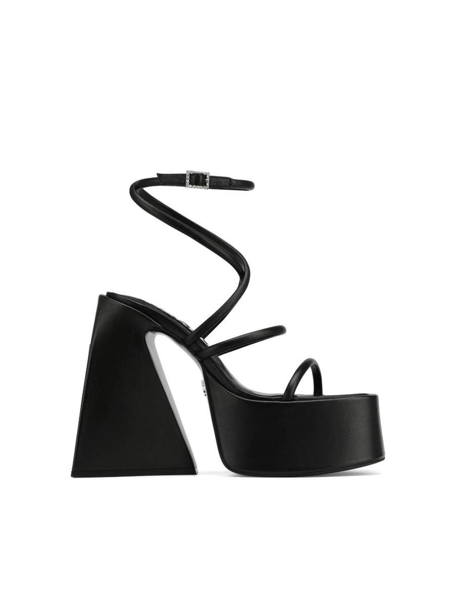 Women Naked Wolfe Sandals | Angel Black Strap Heel