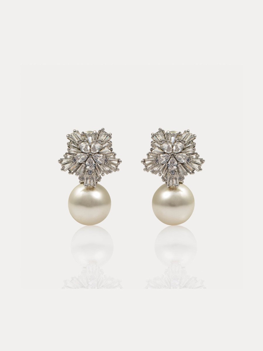 Women E L A London | Star Pearl White Earrings