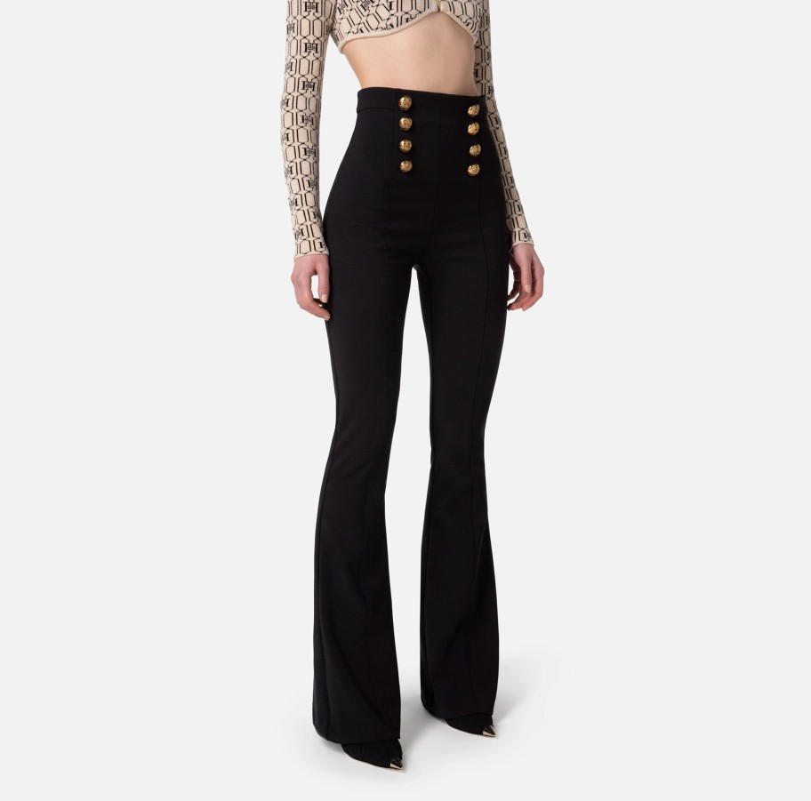 Women Elisabetta Franchi Pants | Womens High Waist Black Pants