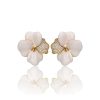 Women E L A London | Begonia Flower Earrings In White