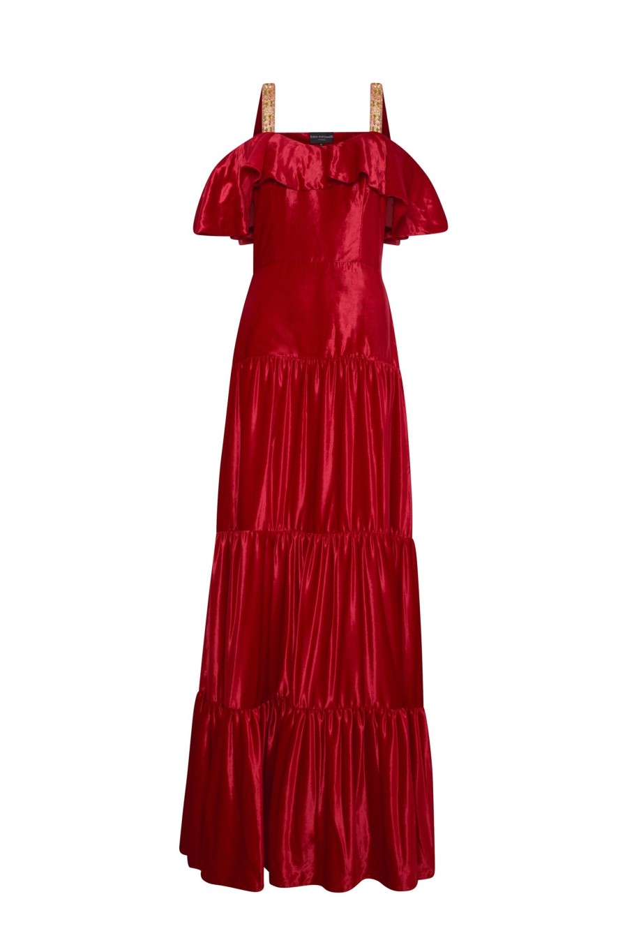 Women Elena Antoniades Dresses | Maxi Velvet Off Shoulder Dress