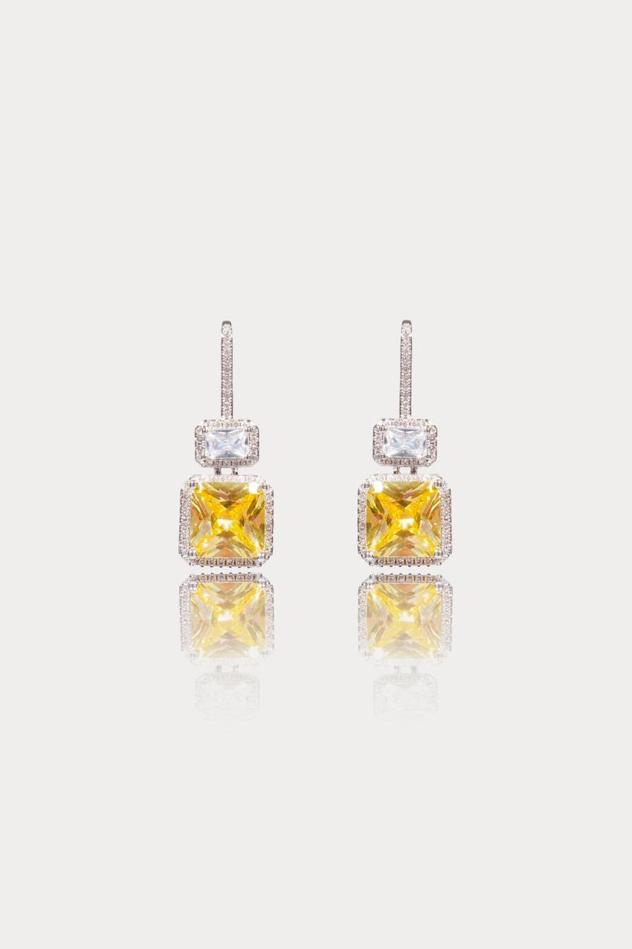 Women E L A London | Yellow Stone Earring And Pendant Set