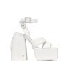 Women Naked Wolfe Sandals | Jingle White Leather Heel