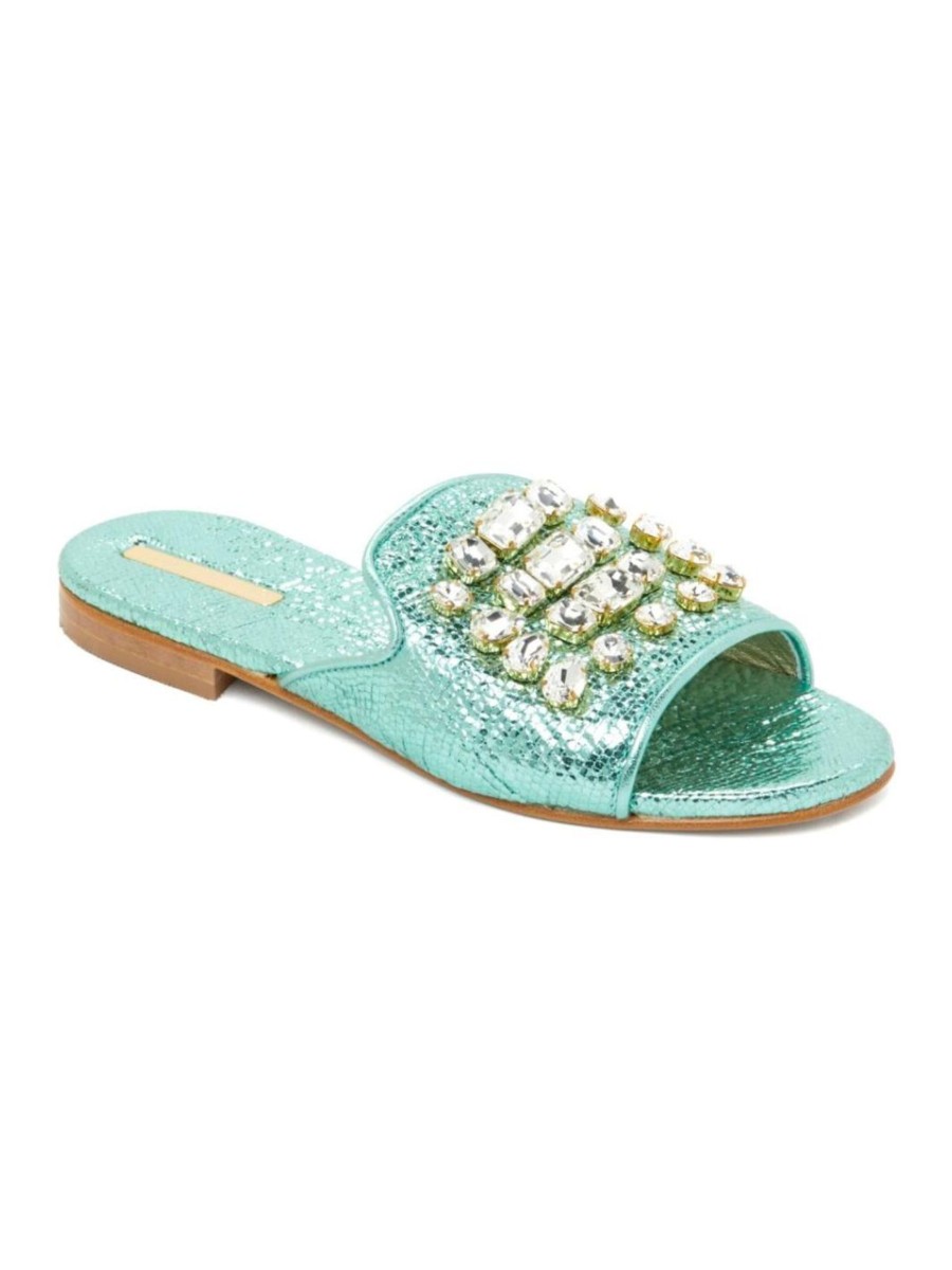 Women Emanuela Caruso Flip Flops & Slides | Diamante Acqua Marina Sandals