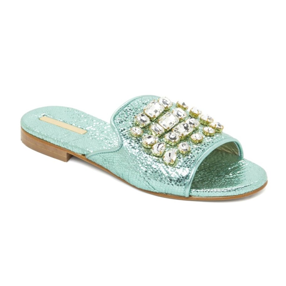 Women Emanuela Caruso Flip Flops & Slides | Diamante Acqua Marina Sandals