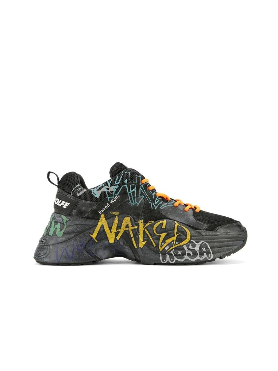 Women Naked Wolfe Trainers | Titan Black Graffiti | Men'S